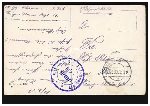 Humor-AK Große Wäsche! Feldpost 23.6.1917 mit BS 5. Kompanie Res.-Inf.-Regt. 217