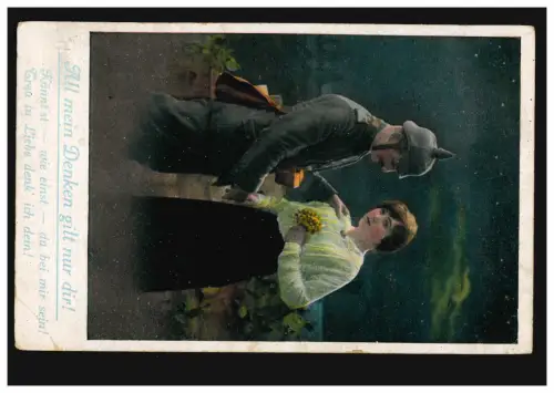 AK Tout mon esprit ne t'appartient que ! Posté le 25.6.1917 avec BS Bayr.