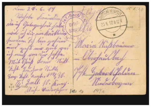 AK Tout mon esprit ne t'appartient que ! Posté le 25.6.1917 avec BS Bayr.
