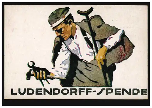 Don d'AK Ludendorff pour les blessés de guerre: blessés avec des outils, inutilisé