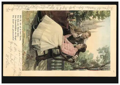 AK couple d'amour avec le vin, poème: Je suis comme si dans le dôme ..., BERLIN 1902
