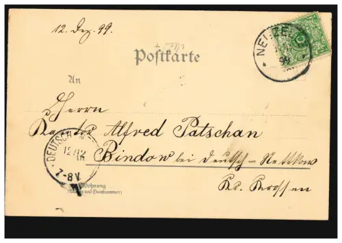 Maison AK avec Weiher en hiver, poème: Rings est la nature dans le vêtement de neige...,1899