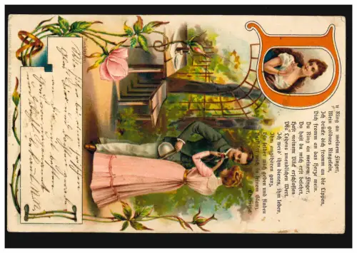 AK Liebespaar, Gedicht Du Ring an meinen Finger .., SALZBURG STADT 27.1.1901 