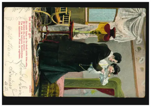 AK Amour couple, poème: "Soyez bons !" ... BAD VISSINGEN vers 1905