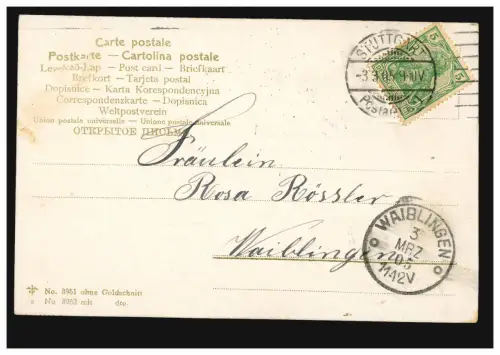 AK Amours au clair de lune, poème: O Heureux les gens, comment je pense à toi ..., 1905