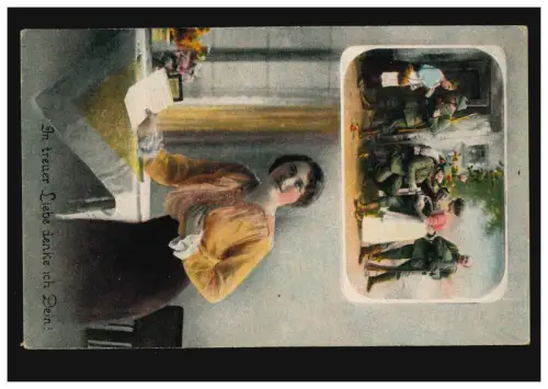 AK Dans un amour fidèle, je pense à toi! 2 photos, Post 17.2.1917 avec BS