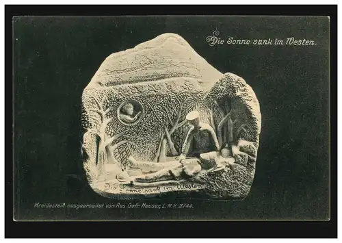 Foto-AK Die Sonne sank im Westen - Kreidestein von Heuser, Feldpost 31.7.1915