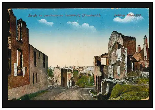 AK Street dans la Somme-Py (France), Feldpost Inf.-Regt. 75 - 1916