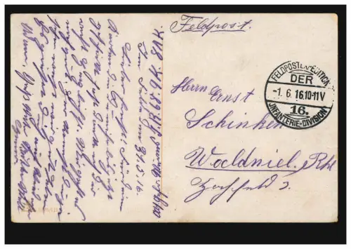 Humor-AK Ach, du Allmächtiger - Ist das ein Gruss, ein prächtiger! Feldpost 1916