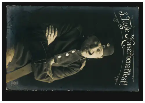 Carte d'humour 3 jours En prison ! BADE BADEN 16.6.1914