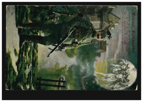 AK Soldat auf Posten: Wohlauf, Kameraden! Feldpost 9/J.-R.68 - 16.12.1915