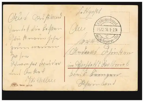 AK En poste: Penser à la famille, Post 25.12.1916