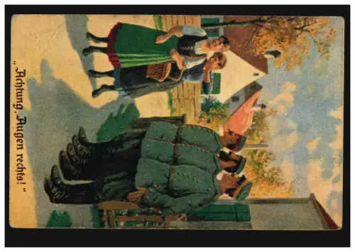 AK Artiste Toujours Professionnel: Attention! yeux à droite! Posté en champ 12.11.1917