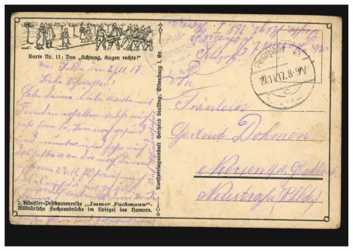 AK Artiste Toujours Professionnel: Attention! yeux à droite! Posté en champ 12.11.1917