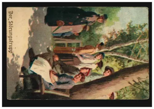 Karikatur-AK Immer Fachmann: Der Störungstrupp, Feldpost mit BS 13.11.1917