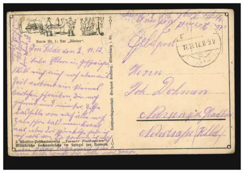 Caricature-AK Toujours Professionnel: Le Détonateur, Poste de Champ avec BS 12.11.1917