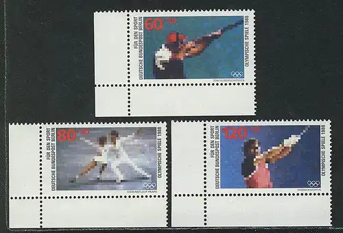 801-803 Sporthilfe Olympiade 1988, Ecke u.l. Satz **