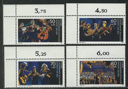 807-810 Jeunesse musicienne 1988, coin o.l. phrase **