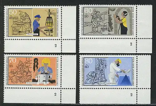 780-783 Jeunesse Professions artisanales 1987, coin FN2 phrase **