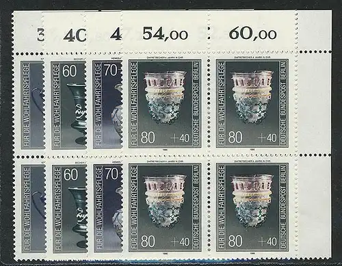 765-768 Wofa Kostbare Gläser 1986, E-Vbl o.r. Satz **