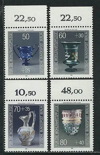 765-768 Wofa Kostbare Gläser 1986, Oberrand, Satz **