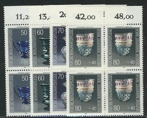 765-768 Wofa Kostbare Gläser 1986, OR-Vbl Satz, postfrisch **