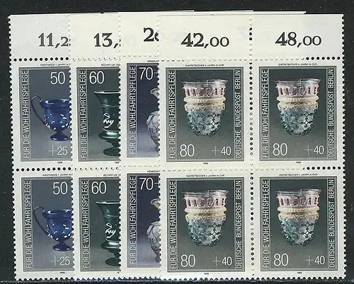 765-768 Wofa Kostbare Gläser 1986, OR-Vbl Satz **