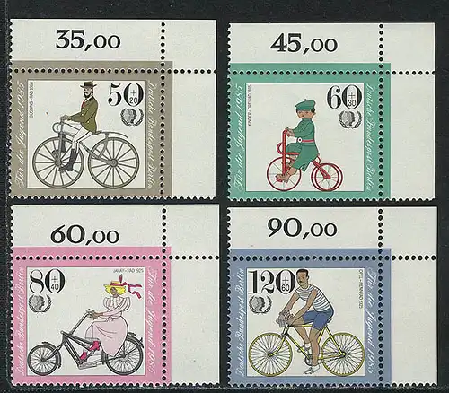 735-738 Jugend Fahrräder 1985, Ecke o.r. Satz **