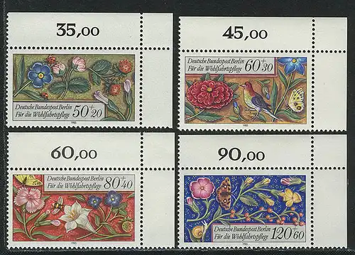 744-747 Wofa Miniaturen 1985, Ecke o.r. Satz **