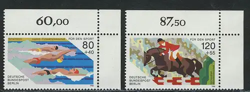 751-752 Sporthilfe 1986, Ecke o.r. Satz **