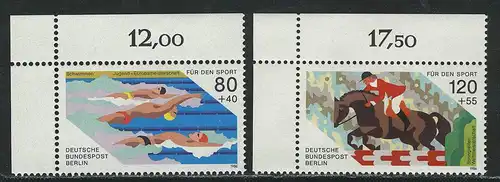 751-752 Sporthilfe 1986, Ecke o.l. Satz **