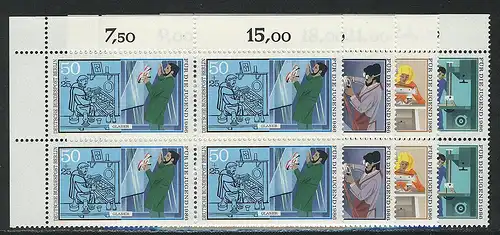 754-757 Jugend Handwerksberufe 1986, E-Vbl. o.l. Satz **