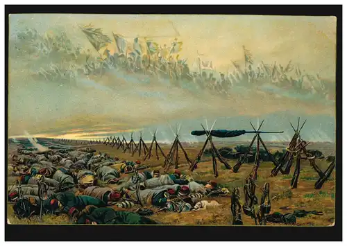 Gemälde-AK Träumende Soldaten: Die Ruhe vor dem Angriff, GOCH 4.5.1909