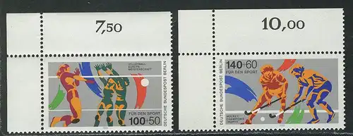 836-837 Sporthilfe 1989, Ecke o.l. Satz **