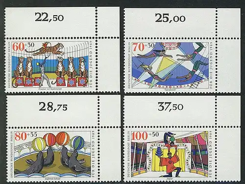 838-841 Jugend Zirkus 1989, Ecke o.r. Satz **