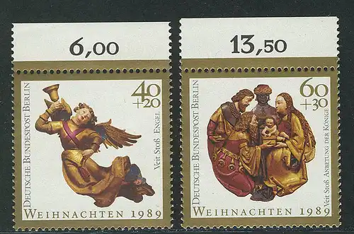 858-859 Weihnachten 1989, Oberrand, Satz **