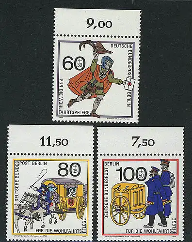 852-854 Wofa Postbeförderung 1989, Oberrand, Satz **