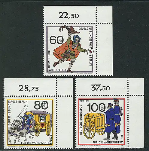 852-854 Wofa Postbeförderung 1989, Ecke o.r. Satz **