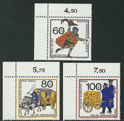 852-854 Wofa Postbeförderung 1989, Ecke o.l. Satz **