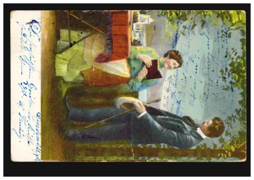 AK de l'amour Surpris en lisant DRESDEN 21.4.1906 vers NEUSSTADT/SAXSEN