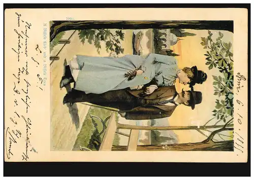 AK couple d'amour dans le parc: A bissele gentille et a bissele fidélité! HAWRAN 6.10.1899