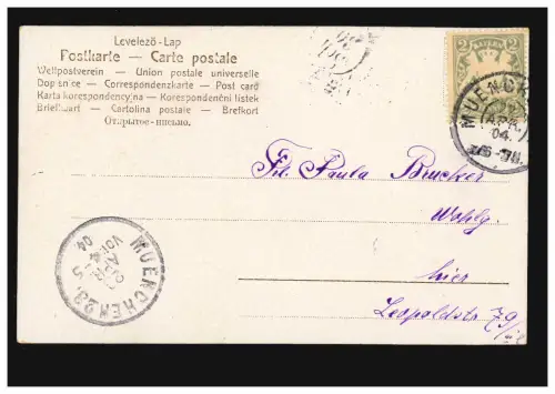 AK couple d'amour: Le baiser sur la joue, carte locale MUNICH 27.4.194