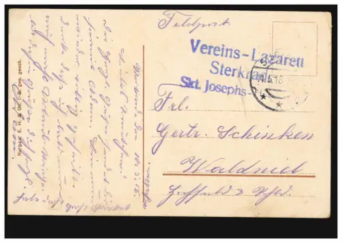 AK Amour couple, Feldpost Association hôpital Sterkrade Saint Josephs Hospital 11.5.1918