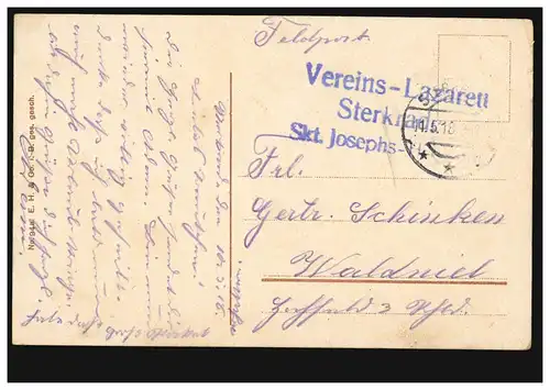 AK Liebespaar, Feldpost Vereinslazarett Sterkrade St. Josephs-Hospital 11.5.1918