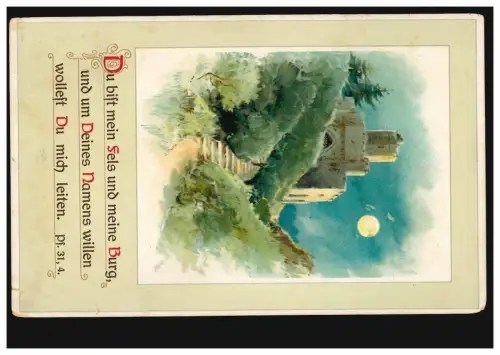 AK Du bist mein Fels und meine Burg, ... Psalm 31.4., Feldpost KEHL 20.7.1917
