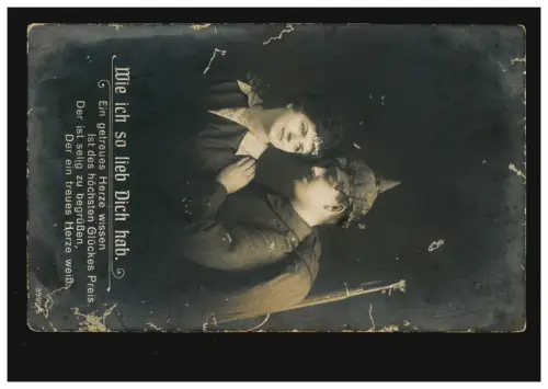 Photo AK Comme je t'aime, Feldpost 26.3.1917 à Waldniel / Rhénanie