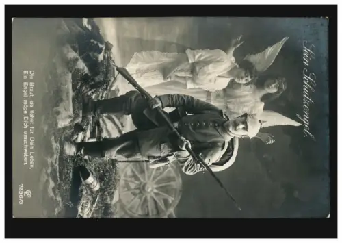 Photo AK Votre ange gardien. Poste de terrain MUNICH 14.9.1915 à la Résidence Inf.-Regit. 15