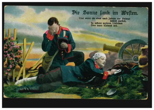 AK Die Sonne sank im Westen: Teures Kleinod, Feldpost TRIER 10.3.1915