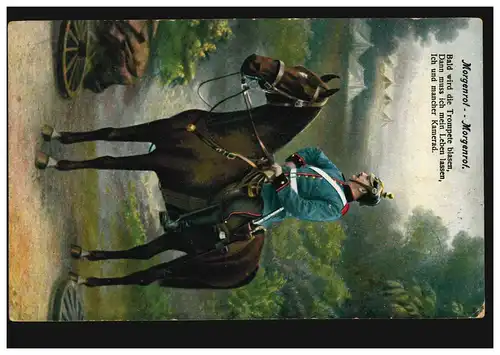 AK Morgenrot-Rose du matin Cavalier à cheval, Poste de champ HANNOVER-LINDEN 19.2.1915