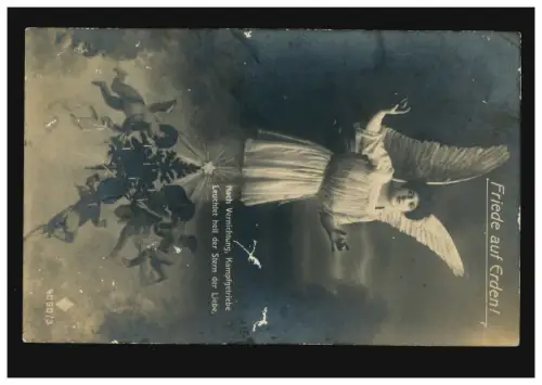 Photo AK Angel: Paix sur Terre! Poste de terrain 10.12.1917 BS Machine-Up-Filtre-unité